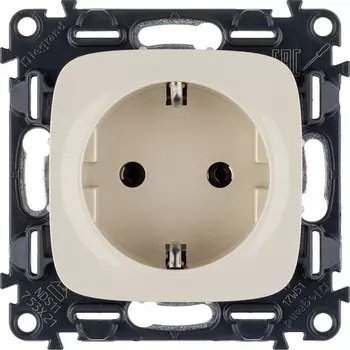Розетка Legrand Valena ALLURE, скрытый монтаж, однопостовая, с з/к, 16A, механизм с накладкой без рамки, IP20, безвинтовые зажимы, слоновая кость (753821)