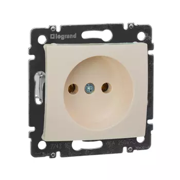 Розетка Legrand Valena, скрытый монтаж, однопостовая, 16A, механизм с накладкой и суппортом, IP21, слоновая кость (774316)