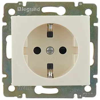 Розетка Legrand Valena, скрытый монтаж, однопостовая/модулей: 2, с з/к, со шторками, 16A, механизм с накладкой без рамки, IP21, слоновая кость (774321)