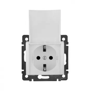 Розетка Legrand Valena, скрытый монтаж, однопостовая/модулей: 2, с з/к, со шторками, с крышкой, 16A, механизм с накладкой без рамки, IP21, белый (774422)