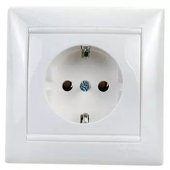 Розетка Legrand Valena, скрытый монтаж, однопостовая, с з/к, 16A, в сборе, IP20, белый (774423)