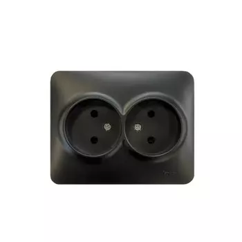 Розетка LEZARD Karina Life, открытая, 2-х постовая/модулей: 2, в сборе, IP20, черный бархат (708-4200-128B)