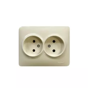 Розетка LEZARD Karina Life, открытая, 2-х постовая/модулей: 2, в сборе, IP20, кремовый (708-0300-128B)