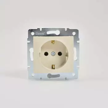 Розетка LEZARD Karina, скрытый монтаж, однопостовая/модулей: 1, с з/к, 10А, в сборе, IP20, кремовый (707-0388-122B)