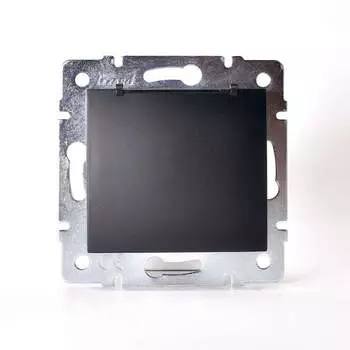 Розетка LEZARD Karina, скрытый монтаж, однопостовая/модулей: 1, с з/к, со шторками, с крышкой, 10А, в сборе, IP20, черный бархат (707-4288-123B)