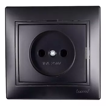 Розетка LEZARD Mira 701-4242-121, открытая, однопостовая/модулей: 1, 16А, в сборе, IP20, черный бархат (701-4242-121)