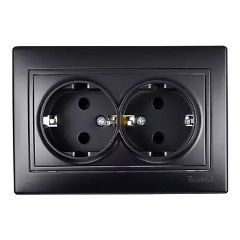 Розетка LEZARD Mira 701-4242-127, открытая, 2-х постовая, с з/к, 16А, в сборе, IP20, черный бархат (701-4242-127)