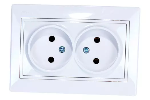 Розетка LEZARD MIRA, скрытый монтаж, 2-х постовая, 16A, в сборе, IP20, белый (701-0202-128)