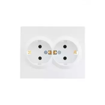 Розетка LEZARD Vesna 742-0200-127B, скрытый монтаж, 2-х постовая, с з/к, 16A, в сборе, IP20, белый (742-0200-127B)
