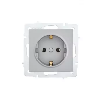 Розетка LEZARD Vesna 742-3588-122B, скрытый монтаж, однопостовая/модулей: 1, с з/к, 16A, механизм с накладкой и суппортом, IP20, платина (742-3588-122B)