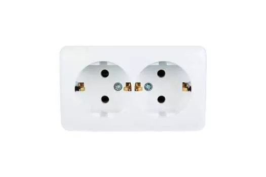 Розетка LEZARD Viola , открытый монтаж, 2-х постовая, с з/к, 16A, в сборе, IP20, белый (751-0200-127)