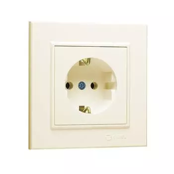 Розетка Makel 56010008, открытый монтаж, однопостовая, с з/к, 10А, в сборе, IP20, кремовый (56010008)