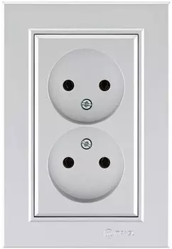 Розетка Makel Karea, скрытый монтаж, 2-х постовая, 10А, в сборе, IP20, серебристый (56065017)