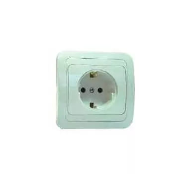 Розетка Makel Mimoza, скрытый монтаж, однопостовая, с з/к, 16A, в сборе, IP20, белый (12008)