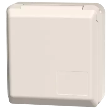 Розетка Mennekes Серех, открытый монтаж, однопостовая, с з/к, с крышкой, 16A, в сборе, IP44, жемчужно-белые (4112)