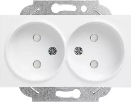 Розетка Panasonic Karre&amp;Arkedia, скрытый монтаж, 2-х постовая, с з/к, со шторками, 16A, механизм с накладкой без рамки, IP20, белый (WKTT02142WH-RU )