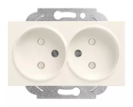Розетка Panasonic Karre&amp;Arkedia, скрытый монтаж, 2-х постовая, со шторками, 16A, механизм с накладкой без рамки, IP20, бежевый (WKTT02142BG-RU)