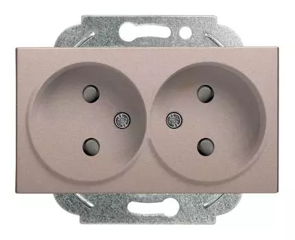 Розетка Panasonic Karre&amp;Arkedia, скрытый монтаж, 2-х постовая, со шторками, 16A, механизм с накладкой без рамки, IP20, бронза (WKTT02142BR-RU)