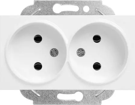 Розетка Panasonic Karre Plus &amp; Arkedia Slim, скрытый монтаж, 2-х постовая, 16A, механизм с накладкой без рамки, IP20, белый (WKTT02042WH-RU)