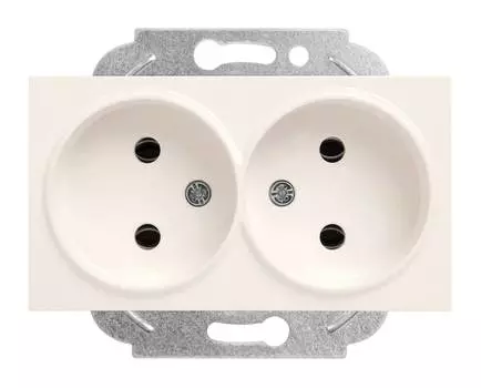 Розетка Panasonic Karre Plus &amp; Arkedia Slim, скрытый монтаж, 2-х постовая, 16A, механизм с накладкой без рамки, IP20, бежевый (WKTT02042BG-RU)