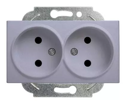 Розетка Panasonic Karre Plus &amp; Arkedia Slim, скрытый монтаж, 2-х постовая, 16A, механизм с накладкой без рамки, IP20, серебро (WKTT02042SL-RU)