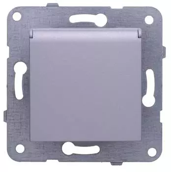 Розетка Panasonic Karre Plus &amp; Arkedia Slim, скрытый монтаж, однопостовая, с з/к, со шторками, с крышкой, 16A, механизм с накладкой без рамки, IP20, серебро (WKTT02112SL-RU)