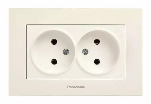 Розетка Panasonic Karre Plus, скрытый монтаж, 2-х постовая, 16A, в сборе, IP20, бежевый (WKTC02042BG-RU)