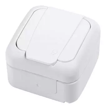 Розетка Panasonic Palmiye, открытый монтаж, однопостовая, с з/к, с крышкой, 16A, в сборе, IP54, белый (90555408-RU )