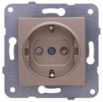 Розетка Panasonic, скрытый монтаж, однопостовая, с з/к, 16A, механизм с накладкой без рамки, IP20, бронза (WKTT02022BR-RU )