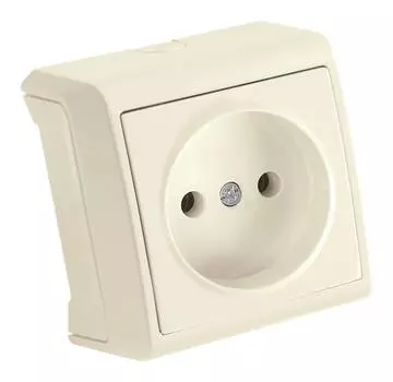 Розетка Panasonic Vera, открытый монтаж, однопостовая, 16A, в сборе, IP20, бежевый (90681207-RU)