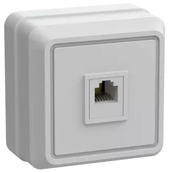 Розетка RJ-11 открытый монтаж, белый, IEK ОКТАВА РТ20-ОБ (ETO10-K01-DC)