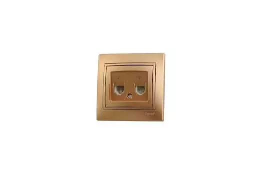 Розетка RJ-11+RJ-11 скрытый монтаж, IP20, золотой металлик, Lezard Mira (701-1313-138)