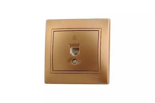 Розетка RJ-11 скрытый монтаж, IP20, золотой металлик, Lezard Mira (701-1313-137)