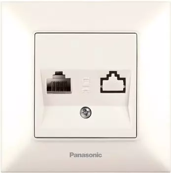 Розетка RJ-11 скрытый монтаж категория 3, бежевый, PANASONIC Arkedia Slim (WNTC04032BG-RU)