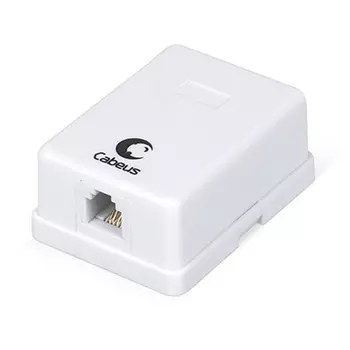 Розетка RJ-12 открытый монтаж, белый, Cabeus (WS-6P4C-TEL-1)
