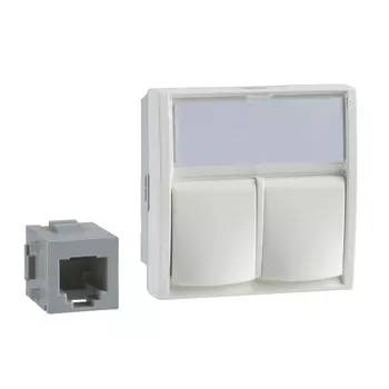Розетка RJ-12+RJ-12 в кабель-канал, 2 модуля, механизм без рамки, белый, Schneider Electric Altira (ALB45314)