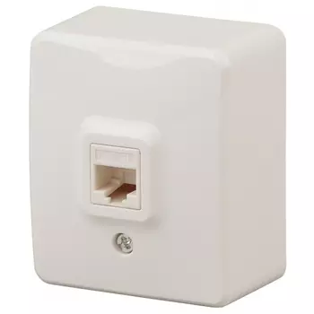 Розетка RJ-45 открытый монтаж, слоновая кость, ЭРА (Б0020731)