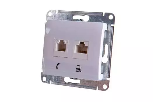 Розетка RJ-45+RJ-11 скрытый монтаж категория 5e, белый, Schneider Electric GLOSSA (GSL000185)