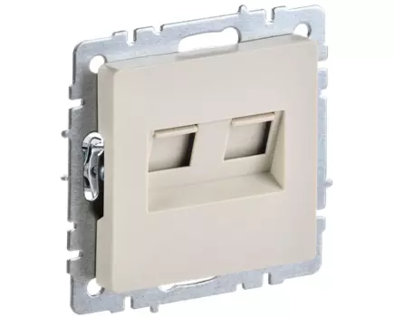 Розетка RJ-45+RJ-11 скрытый монтаж категория 5e, механизм без рамки, бежевый, IEK BRITE РК/Т12-БрКр (BR-KT20-O-1-K10)