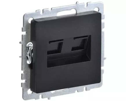 Розетка RJ-45+RJ-11 скрытый монтаж категория 5e, механизм без рамки, черный, IEK BRITE РК/Т12-БрЧ (BR-KT20-O-1-K02)