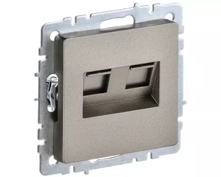 Розетка RJ-45+RJ-11 скрытый монтаж категория 5e, механизм без рамки, шампань, IEK BRITE РК/Т12-БрШ (BR-KT20-O-1-K37)