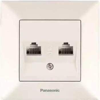 Розетка RJ-45+RJ-11 скрытый монтаж категория 6e, механизм в сборе, бежевый, PANASONIC Arkedia (WMTC04092BG-RU)