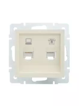 Розетка RJ-45+RJ-12 скрытый монтаж, 1 модуль, кремовый, Lezard Vesna (742-0388-143)