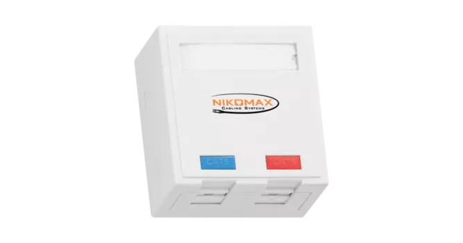 Розетка RJ-45+RJ-45 открытый монтаж категория 6, NIKOMAX (NMC-WO2UE2-FT-ST-WT)