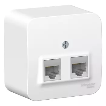 Розетка RJ-45+RJ-45 открытый монтаж категория 5e, механизм в сборе, белый, Schneider Electric Blanca (BLNIA045451)