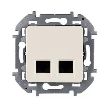 Розетка RJ-45+RJ-45 скрытый монтаж категория 5e, слоновая кость, Legrand Inspiria (673836)