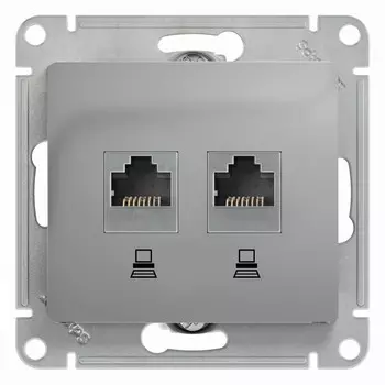 Розетка RJ-45+RJ-45 скрытый монтаж категория 5e, IP20, алюминиевый, Systeme Electric GLOSSA (GSL000385KK)