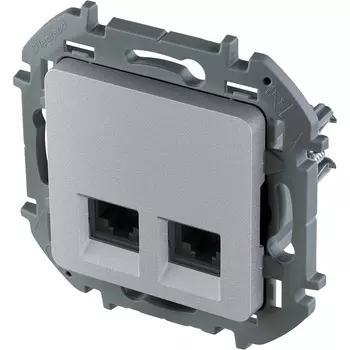 Розетка RJ-45+RJ-45 скрытый монтаж категория 6, механизм без рамки, алюминиевый, Legrand Inspiria (673842)