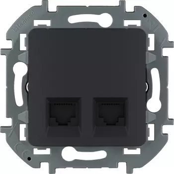 Розетка RJ-45+RJ-45 скрытый монтаж категория 6, механизм без рамки, антрацит, Legrand Inspiria (673843)