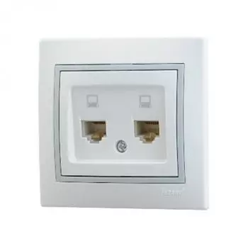 Розетка RJ-45+RJ-45 скрытый монтаж, IP40, белый, Lezard Mira (701-0215-141)